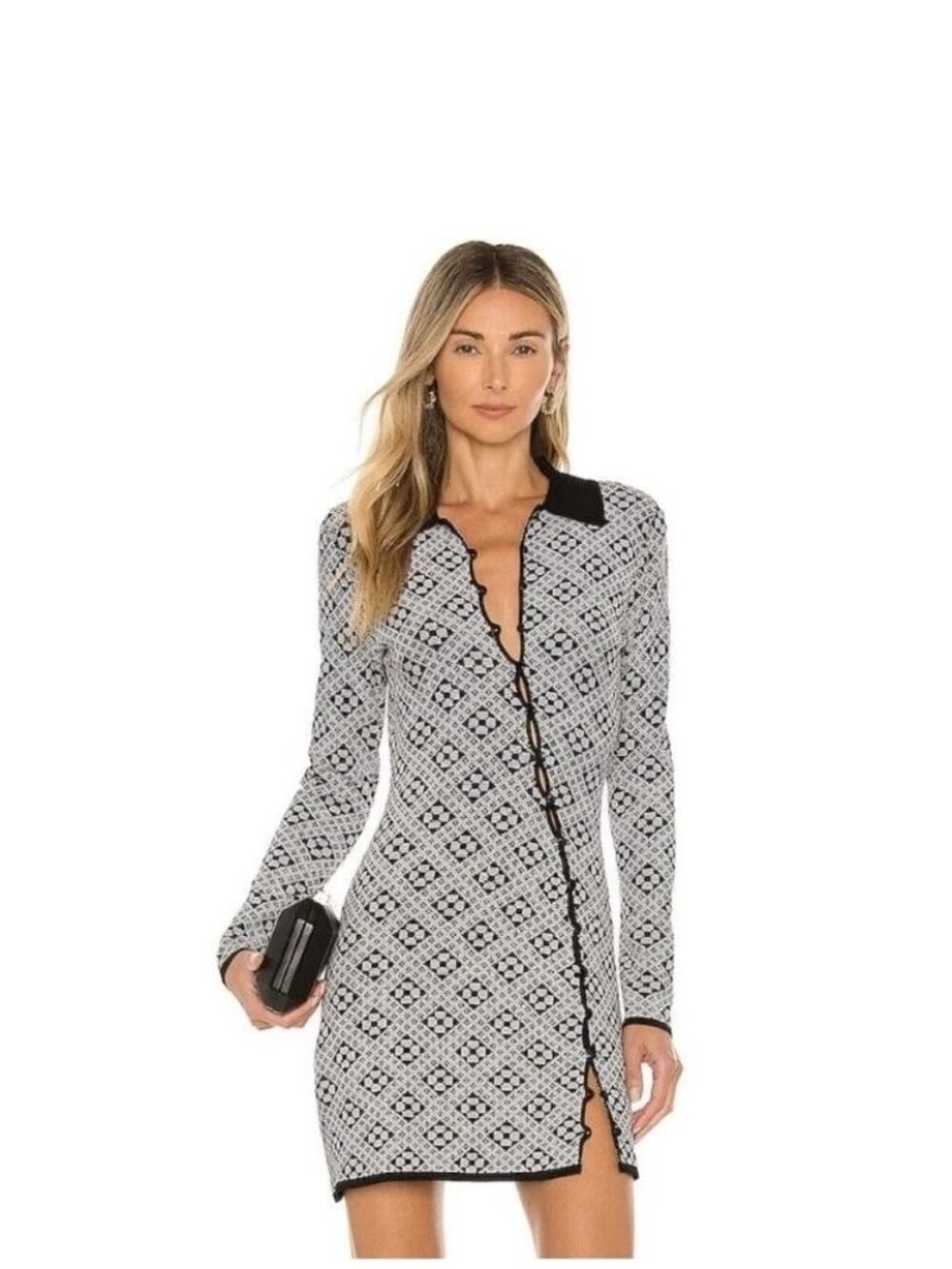 Hansen & Gretel Brydie Fitted Knit Mini Dress Long Sleeve Stretchy XS